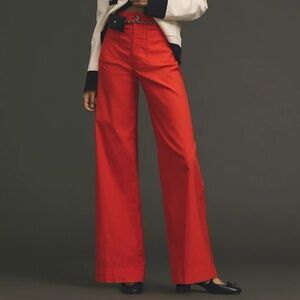 Anthropologie Maeve Red Magic Fabric Colette Pants Size 30 Tall